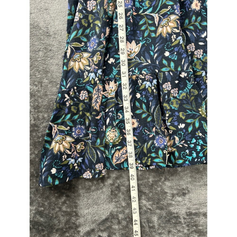Maurices Women 3X Floral V-Neck Smocked Waist Ruffle Hem Mini Dress Navy Blue - Picture 6 of 8